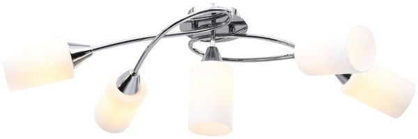 Deckenleuchte mit Keramik-Lampenschirmen für 5 E14 Glühlampen