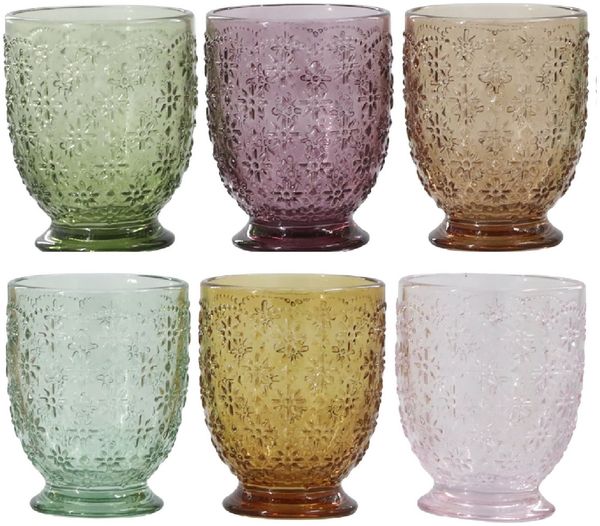 Chic Antique - 6x Trinkgläser Wassergläser Saftgläser 250ml Bunt Muster 61092000
