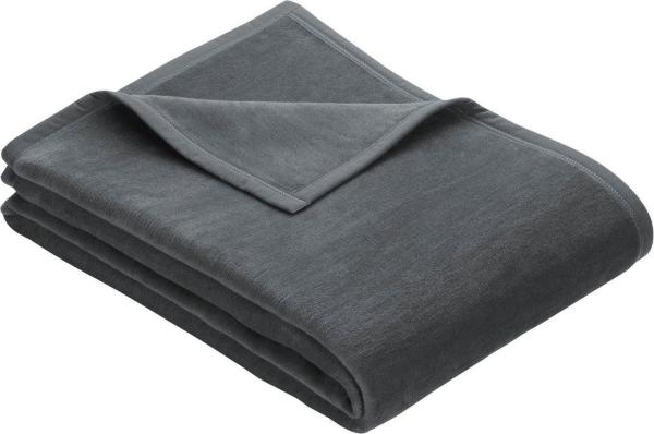 Ibena Porto XXL Decke 220x240 cm – Baumwollmischung weich, warm & waschbar, Tagesdecke grau einfarbig