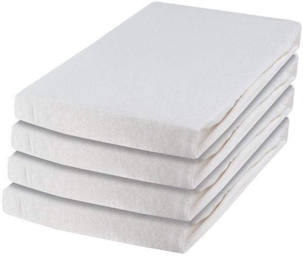 Home4You Spannbettlaken, 4er Set, Weiß, B 100 cm x L 200 cm, Baumwolle, Gummizug: rundum