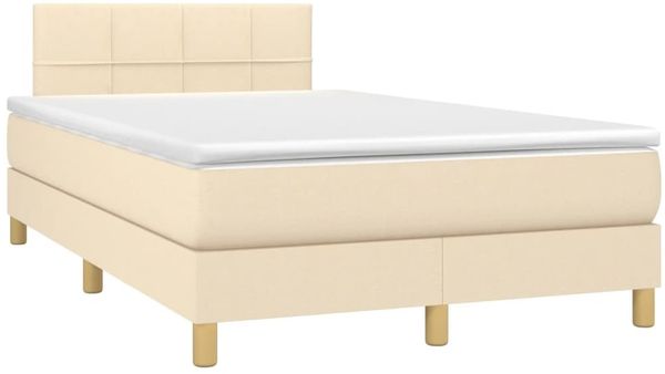 vidaXL Boxspringbett mit Matratze & LED Creme 120x190 cm Stoff 3270093 Bild 3