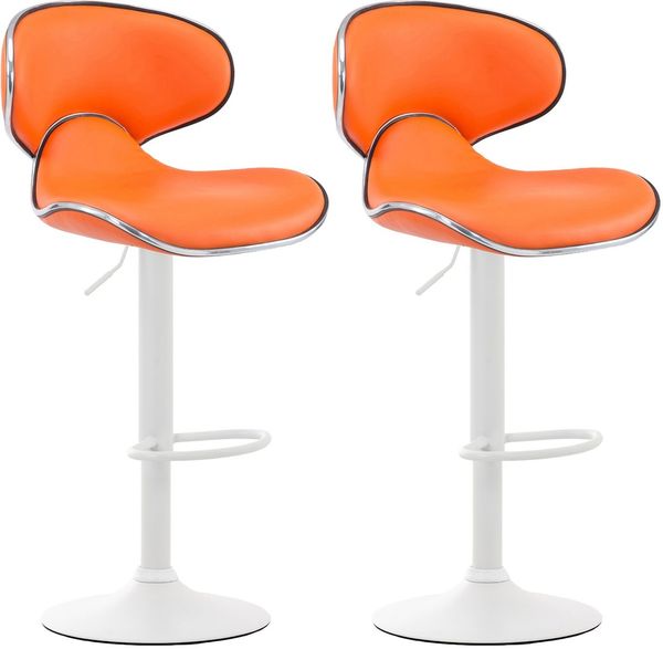 CLP 2er Set Barhocker Las Vegas V2 Kunstleder mit Fußstütze,orange weiß
