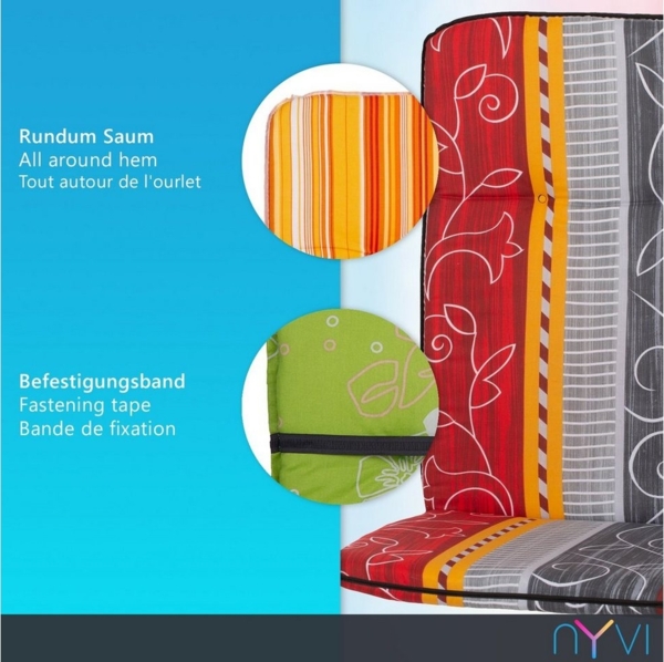 NYVI Hochlehnerauflage Hochlehner Auflagen 6er Set Hawaii Hochlehnerauflagen für Gartenstühle, (6 St), Stuhlauflagen Sitzauflagen Gartenstuhlauflagen Streifen, gestreift Bild 2