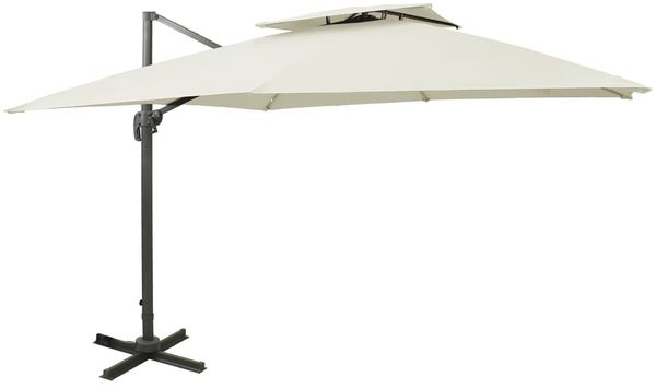 Sonnenschirm, Ampelschirm, Gartenschirm mit Doppeldach 300 x 300 cm Sand