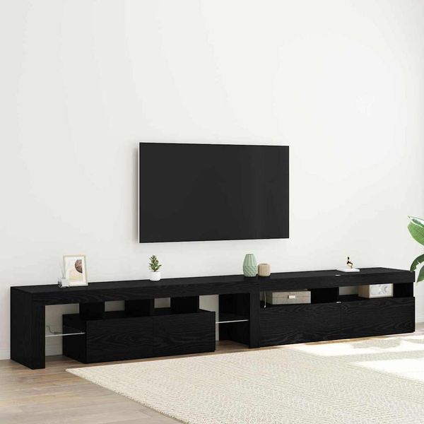 vidaXL TV-Schränk mit LED 2 pcs Schwarz Eichen-Optik 260 x 37 x 40 cm 3332506