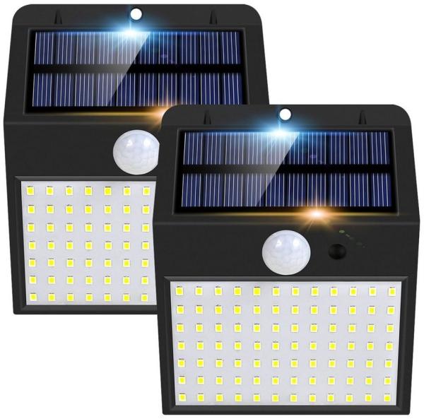 MUPOO LED Außen-Wandleuchte 128/170LED Solarleuchte 300°Weitwinkel Solar Wandleuchte Gartenleuchte, 3-seitig weitwinklig 170LEDs, Drahtlose für Außen Veranda Garten Haustür Hof