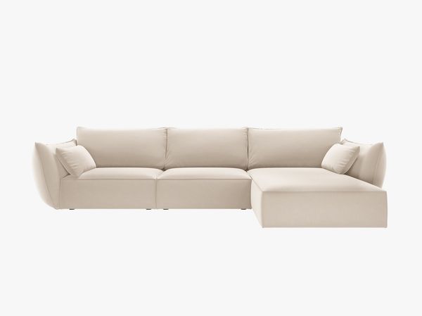 Micadoni Ecksofa Kaelle 4-Sitzer Rechts Samt Bluvel Helles Beige