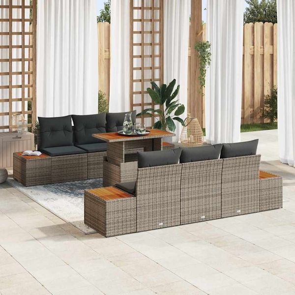 vidaXL Garten Essgruppe mit Kissen 7 pcs Grau und Braun 3350031