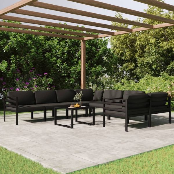 vidaXL 9-tlg. Garten-Lounge-Set mit Kissen Aluminium Anthrazit 3107821