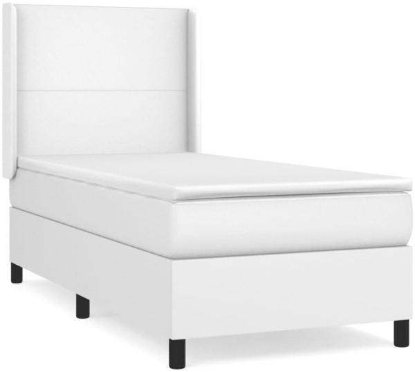 vidaXL Boxspringbett mit Matratze Weiß 100x200 cm Kunstleder 3132364