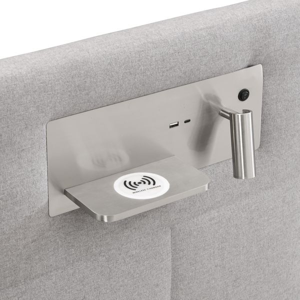 Polsterbett 180×200 cm aus Leinen-Stoff mit LED-Beleuchtung und USB-C-Anschluss, beige Bild 8