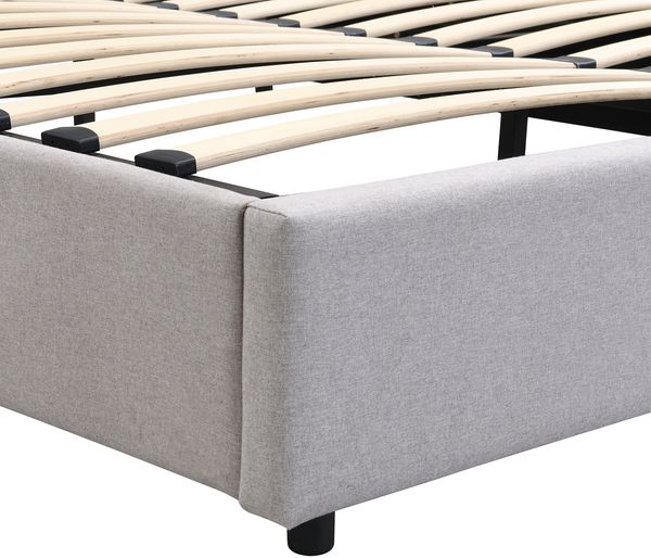 Polsterbett 180×200 cm aus Leinen-Stoff mit LED-Beleuchtung und USB-C-Anschluss, beige Bild 10