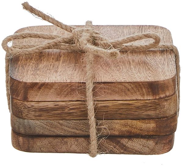 Mica Untersetzer Duko Mangoholz H 1,2 x B 10 x T 10 cm dunkelbraun