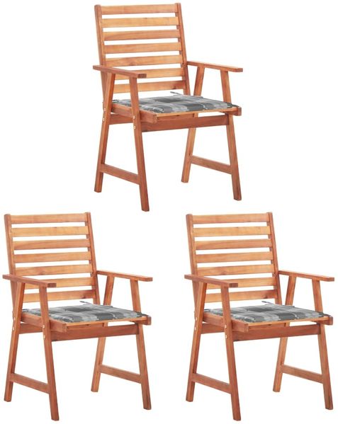 vidaXL Garten-Essstühle 3 Stk. mit Kissen Massivholz Akazie 3064361