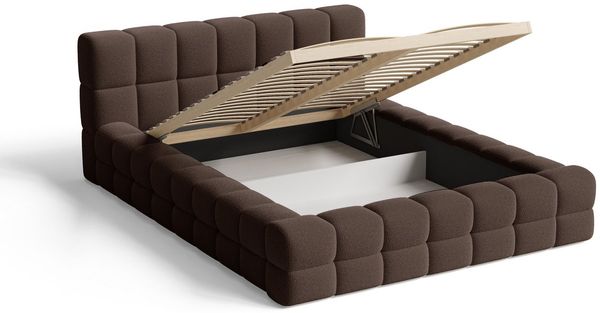 Chilly Möbel Polsterbett Verona Braun Bouclé Stoff 140x200 cm mit Stauraum Quelle 25 Bild 2