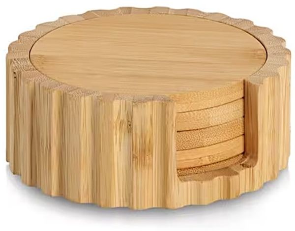 ZELLER 25719 Glasuntersetzer-Set 6-tlg, Bambus, ca. Ø 12 x 4,7 cm