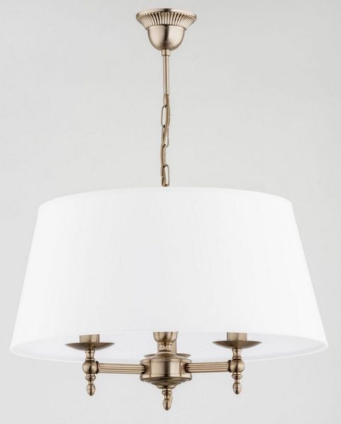 Licht-Erlebnisse Pendelleuchte ILMAR, ohne Leuchtmittel, Weiß Gold Ø 50 cm H: max. 64 cm Metall Stoff E14 3-flammig Jugendstil