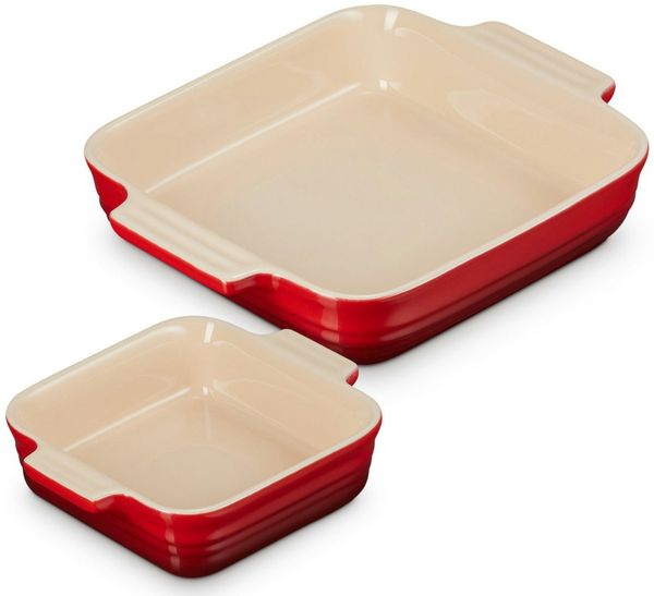 LeCreuset Auflaufform Klassik quadratisch 2er-Set Kirschrot