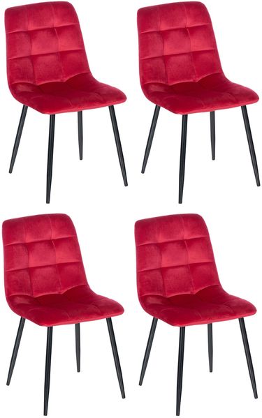 Esszimmerstühle 4er Set VOUL - Rot, Samt Gesteppter Polsterstuhl Küchenstuhl mit Bodenschonern Esszimmerstuhl Stuhl Esszimmer Küchenstühle Wohnzimmerstühle