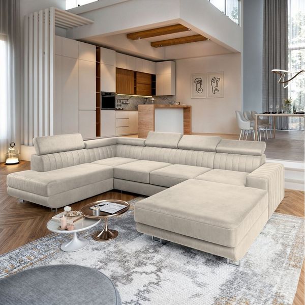 Masseno Ecksofa SIENA mit Schlaffunktion U-Form, Sofa mit Bettkasten