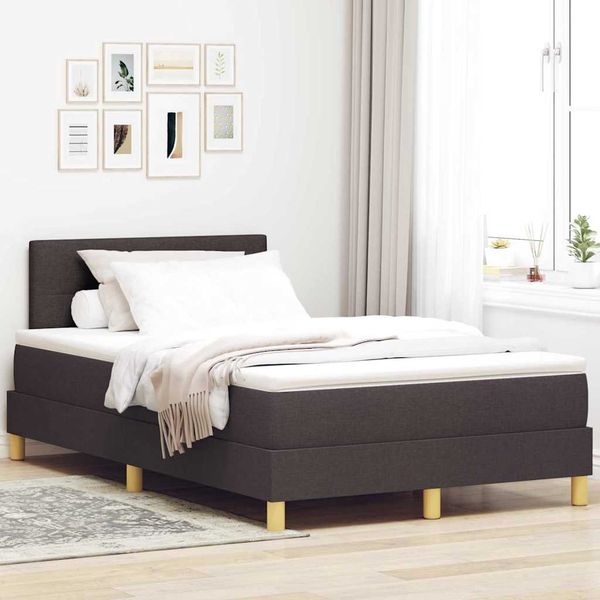 vidaXL LED Boxspringbett mit Kopfteil Dunkelbraun 120 x 200 cm Stoff 3342432