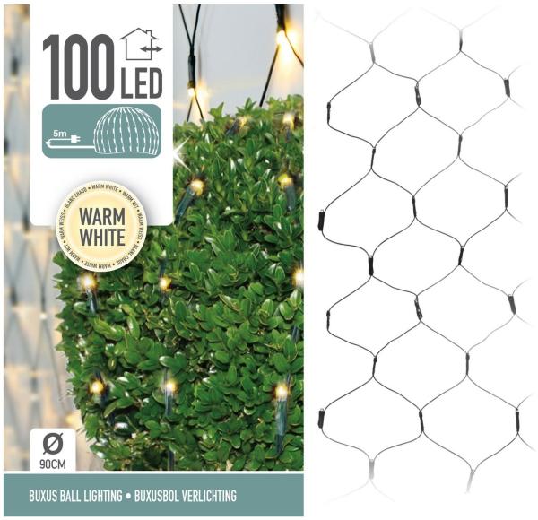 Spetebo LED-Lichternetz LED Buchsbaum Beleuchtung mit 100 LED warm weiß, 100-flammig, Garten Deko Lichtervorhang