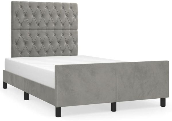 Einzelbettgestell Design für Erwachsene ohne Matratze Hellgrau 120x200 cm Samt d4933e