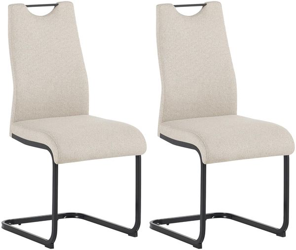 byLIVING Freischwinger 2er Set Capri, Webstoff Taupe, Metall schwarz, mit Griff und bequemer Polsterung, Schwingstühle, Polsterstühle, Maße: B 44, H 88, T 55 cm