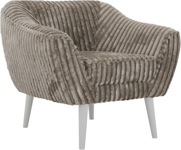 Polstersessel PIRS 1 skandinavischer Design 1-Sitzer, Sessel mit Wellenfederung, weiße Füße, Einzelsessel, Hoher Sitzkomfort - Hellbraun Cord Bild 6