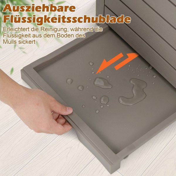 COSTWAY Mülleimer, 141L Mülltonne, mit Deckel & ausziehbarer Flüssigkeitsschale