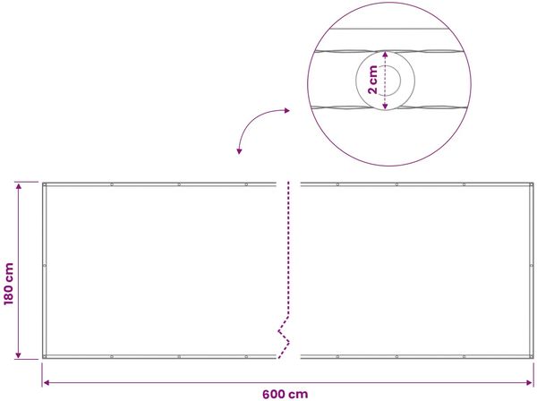 vidaXL Balkon Sichtschutz 180 x 600 cm Stoff mit PU-Beschichtung 42036746 Bild 7