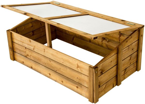 Frühbeetkasten, Frühbeetaufsatz für Hochbeete, Holz Kiefer/Fichte, FSC®-zertifiziert, Braun, 100x60 cm