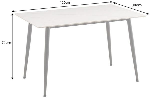 riess-ambiente Esstisch MILANO 120cm weiß/schwarz – Keramik, Metallgestell, Marmor-Design (Einzelartikel, 1-St), moderner Küchentisch mit 4 Plätzen – ideal für Küche oder Essbereich