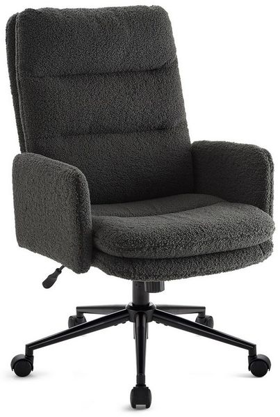 IWMH Bürostuhl Ergonomisch Schreibtischstuhl, Höhenverstellbar Drehstuhl mit Rollen, Lesesessel aus Kunstpelz, Schminktisch Stuhl mit Höher Rückenlehne