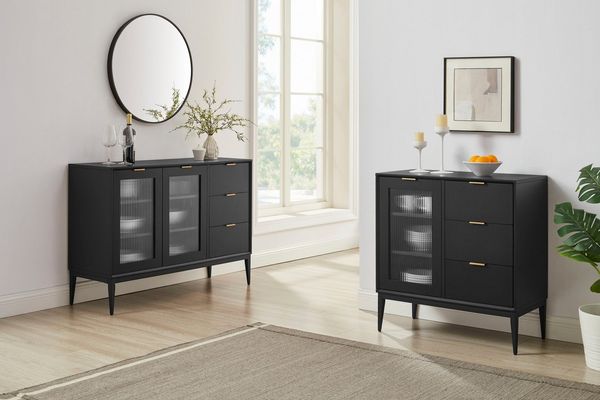 OTTO home Sideboard Lavisha, FSC-zertifiziertes Holz kombiniert Melamin, verchromten Metallgriffen