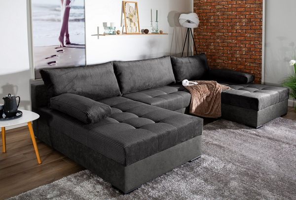 COLLECTION AB Wohnlandschaft Josy U-Form, B: 307 cm, Bettfunktion & Bettkasten, Federkern