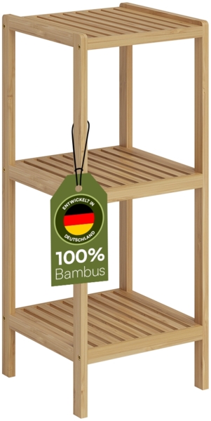 Bellamio 'Newa' Badezimmer Regal, Bambus, natur, 80x33x33 cm, Badregal mit 3 Ablagefächern
