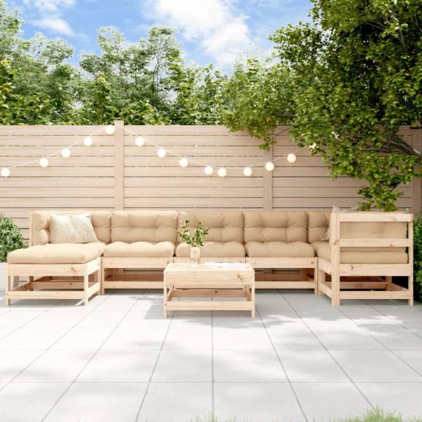 vidaXL 8-tlg. Garten-Lounge-Set mit Kissen Massivholz 3185850