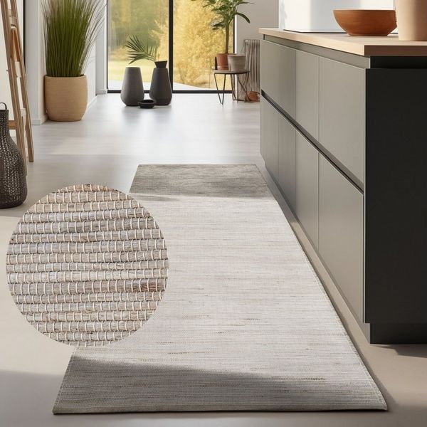 HANSE Home Teppich Dhaka Juteteppich, rechteckig, Höhe: 5 mm, Läufer, handgewebt, Jute, Wolle, Natur, Wohnzimmer, Flur, Klassisch