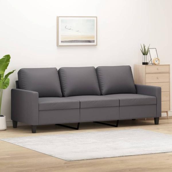 vidaXL 3-Sitzer-Sofa Grau 180 cm Kunstleder 359144