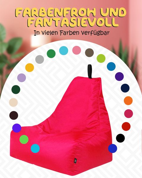 PATCH HOME Lounge Sessel Sitzsack– XXL – Magenta, bequemer Sitzsack aus Luxus-Polyester-Gewebe, bereits befüllt Bild 5