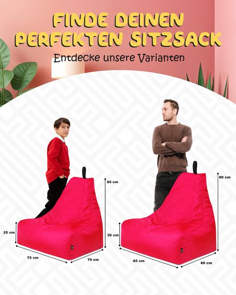 PATCH HOME Lounge Sessel Sitzsack– XXL – Magenta, bequemer Sitzsack aus Luxus-Polyester-Gewebe, bereits befüllt Bild 3