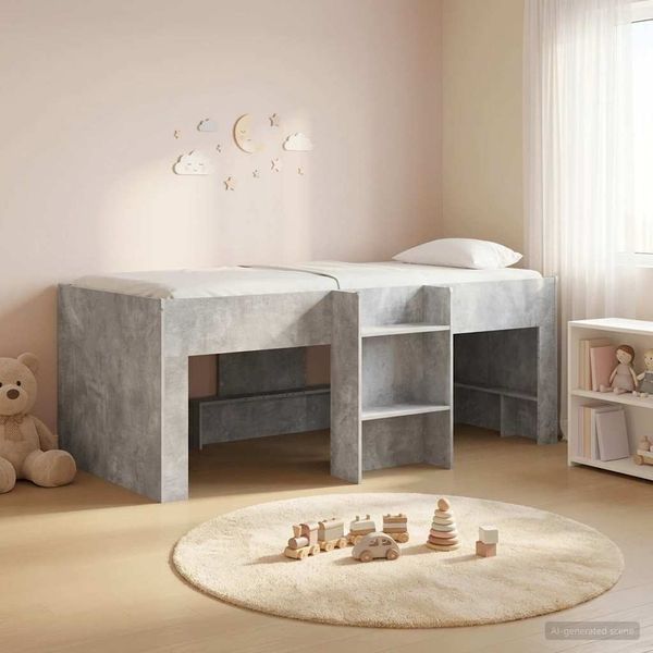 vidaXL Hochbett für Kinder 2 pcs Betongrau 90x200 cm Holzwerkstoff 3422558