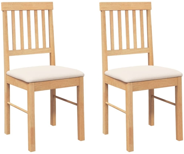 vidaXL Esszimmerstühle mit Kissen 2 Stk. Massivholz Gummibaum 4102427