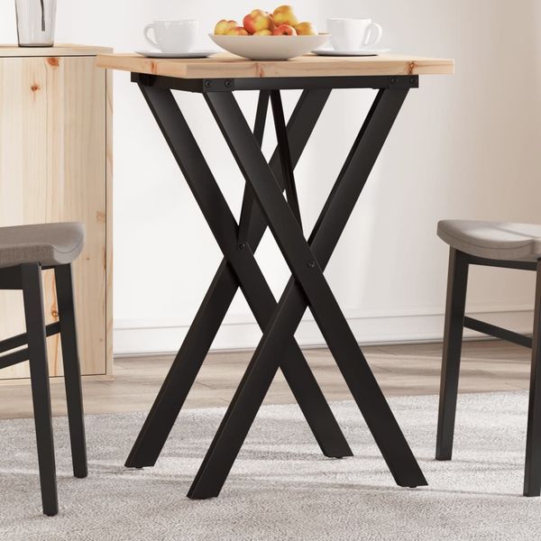 vidaXL Esstisch X-Gestell 50x50x75,5cm Massivholz Kiefer und Stahl 3282757