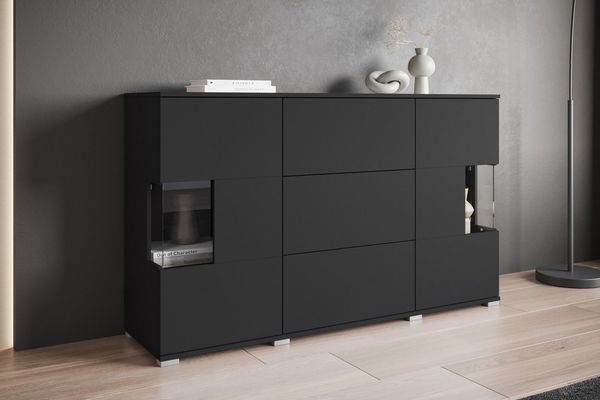 INOSIGN Sideboard Kenia (1 St), Sideboard mit 3 Schubladen, 6 Fächern, Glastüren, Breite 150 cm