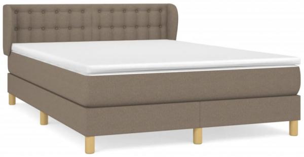 Doppelbett, Polsterbett mit Matratze Stoff Taupe 140 x 200 cm