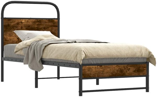 Einzelbettgestell Design für Erwachsene ohne Matratze 80x200 cm Räuchereiche Holzwerkstoff d3901e