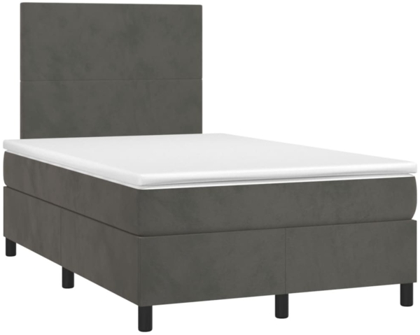 vidaXL Boxspringbett mit Matratze & LED Samt Dunkelgrau 120x200 cm, Härtegrad: H2 [3135994] Bild 2