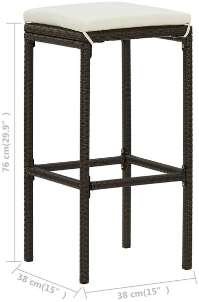 vidaXL Barhocker mit Kissen 2 Stk. Braun Poly Rattan 313439 Bild 8